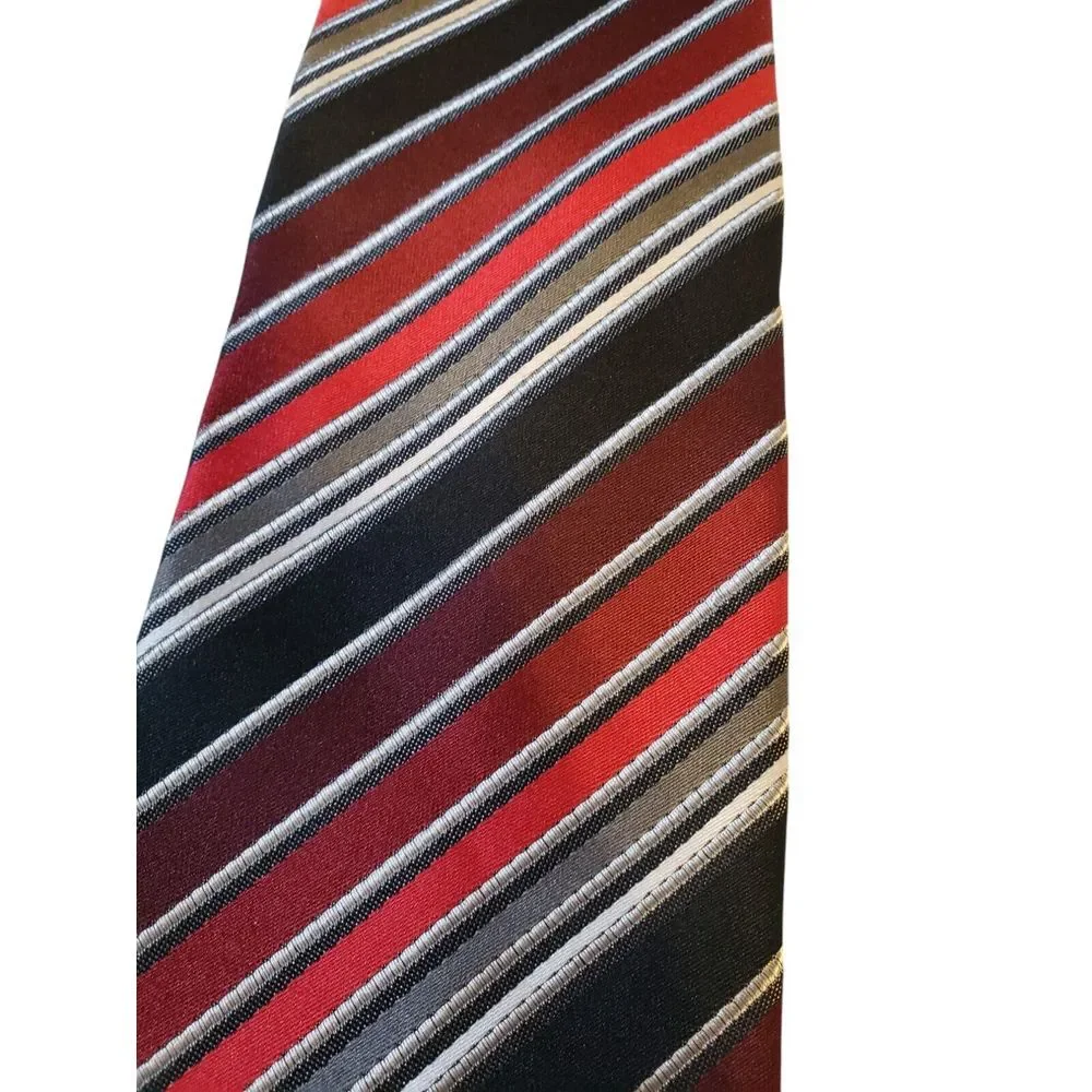 Croft & Barrow Neck Tie Mens Luxury‎ Black Red Burgundy Striped Business Casual